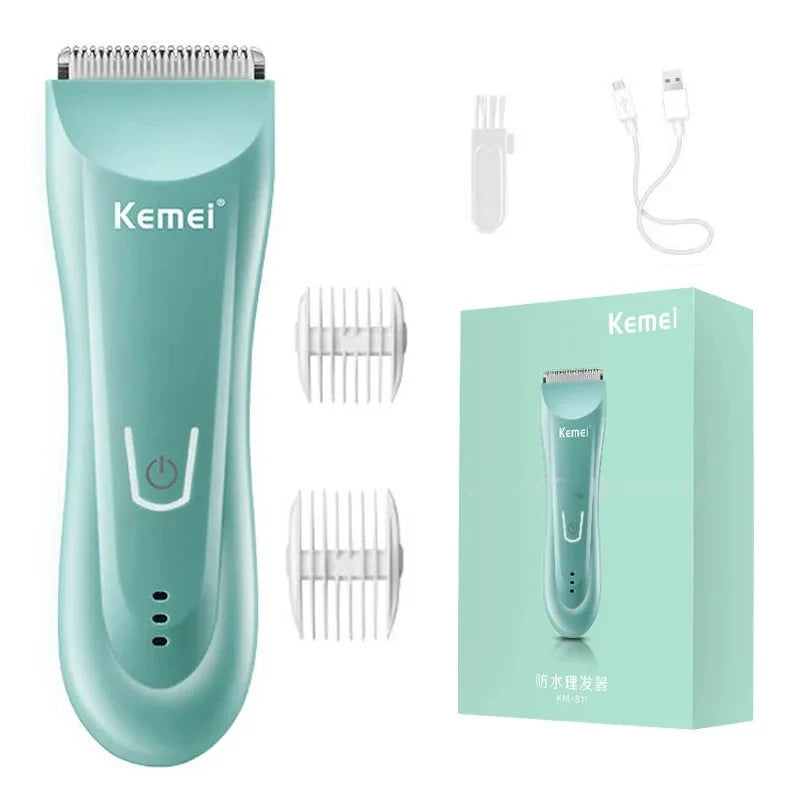 Kemei Wet Dry Groin Body Trimmer For Men Face Beard Hair Trimmer Clipper Rechargeable Pubic Ball Electric Shaver Body Groomer