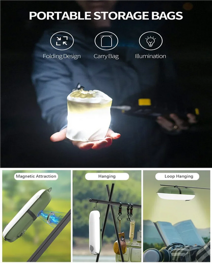 Luz de emergencia para exteriores recargable de 2000 mAh Lámpara LED 2 en 1 IP66 Impermeable Inflable Luz de llenado magnética plegable Carga USB
