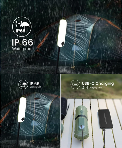 Luz de emergencia para exteriores recargable de 2000 mAh Lámpara LED 2 en 1 IP66 Impermeable Inflable Luz de llenado magnética plegable Carga USB