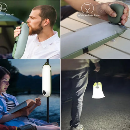 Luz de emergencia para exteriores recargable de 2000 mAh Lámpara LED 2 en 1 IP66 Impermeable Inflable Luz de llenado magnética plegable Carga USB